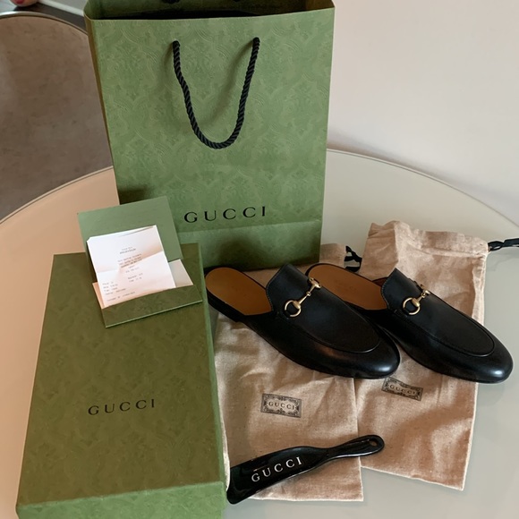 Gucci black leather Princeton mules, never worn, size 40.5. - Picture 9 of 9
